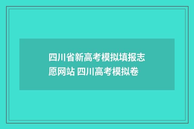 四川省新高考模拟填报志愿网站 四川高考模拟卷