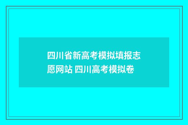 四川省新高考模拟填报志愿网站 四川高考模拟卷