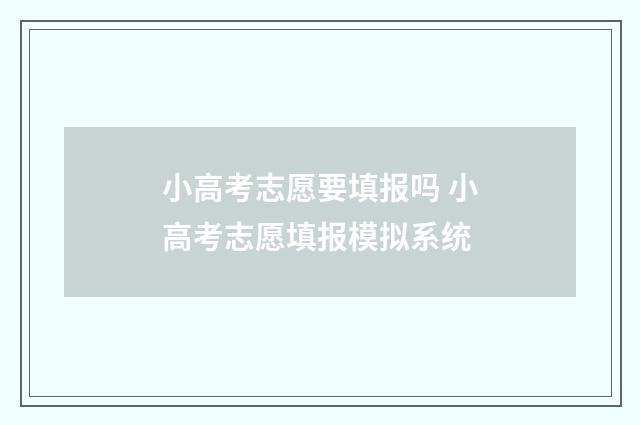 小高考志愿要填报吗 小高考志愿填报模拟系统