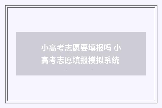 小高考志愿要填报吗 小高考志愿填报模拟系统