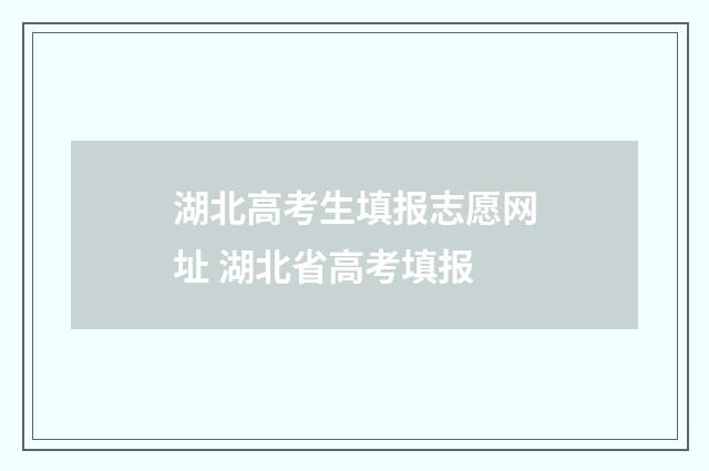 湖北高考生填报志愿网址 湖北省高考填报