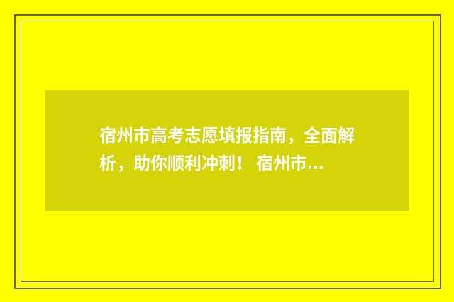 宿州市高考志愿填报指南，全面解析，助你顺利冲刺！ 宿州市高考志愿填报机构电话