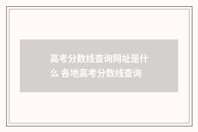 高考分数线查询网址是什么 各地高考分数线查询