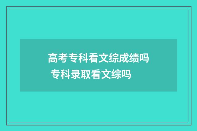 高考专科看文综成绩吗 专科录取看文综吗