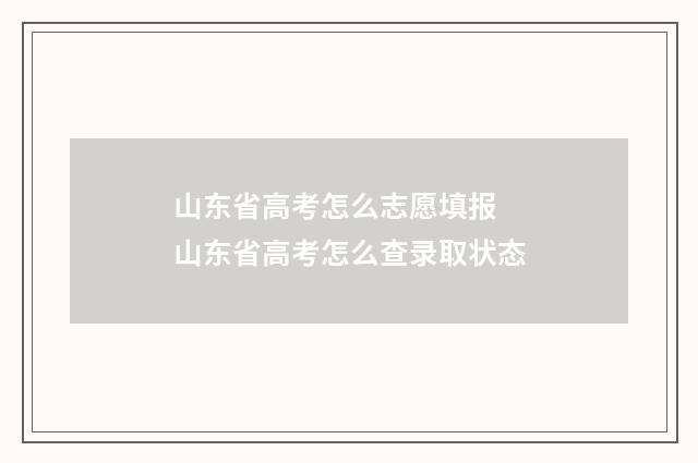 山东省高考怎么志愿填报 山东省高考怎么查录取状态