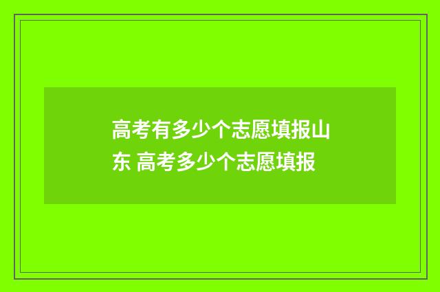 高考有多少个志愿填报山东 高考多少个志愿填报