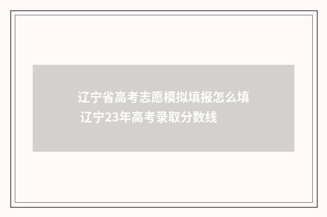 辽宁省高考志愿模拟填报怎么填 辽宁23年高考录取分数线