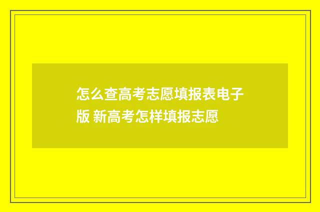 怎么查高考志愿填报表电子版 新高考怎样填报志愿
