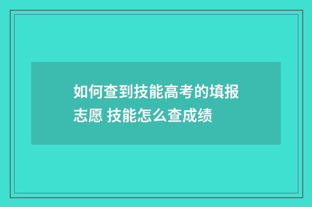 如何查到技能高考的填报志愿 技能怎么查成绩