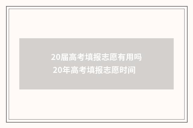 20届高考填报志愿有用吗 20年高考填报志愿时间