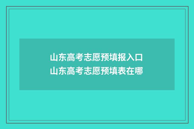 山东高考志愿预填报入口 山东高考志愿预填表在哪