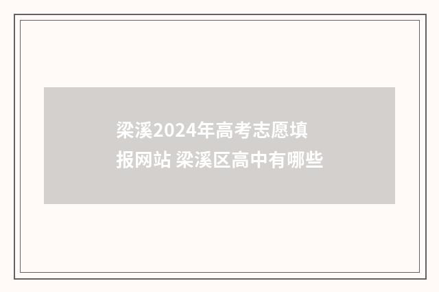 梁溪2024年高考志愿填报网站 梁溪区高中有哪些