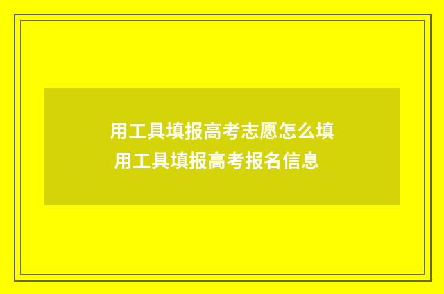 用工具填报高考志愿怎么填 用工具填报高考报名信息