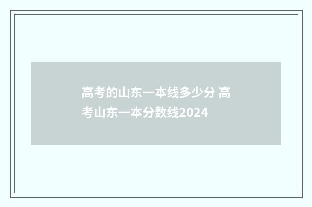 高考的山东一本线多少分 高考山东一本分数线2024
