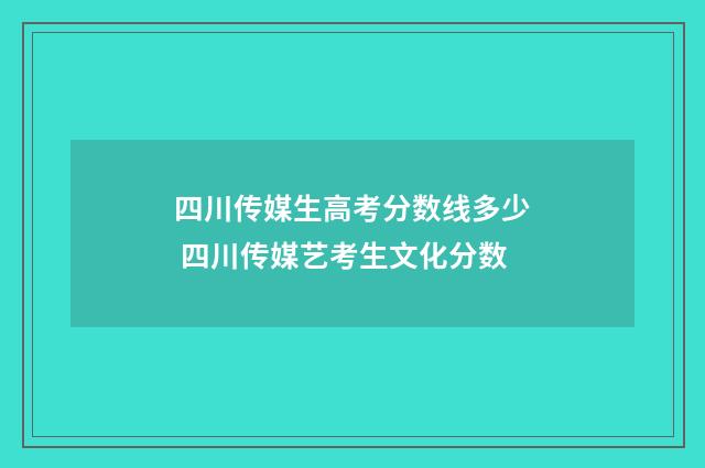 四川传媒生高考分数线多少 四川传媒艺考生文化分数