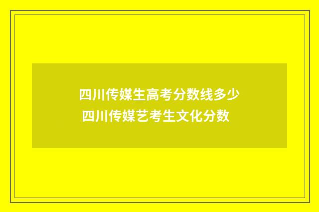 四川传媒生高考分数线多少 四川传媒艺考生文化分数