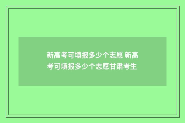 新高考可填报多少个志愿 新高考可填报多少个志愿甘肃考生