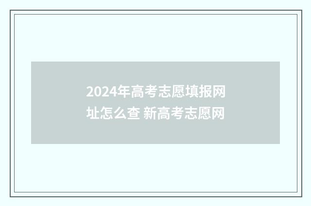 2024年高考志愿填报网址怎么查 新高考志愿网