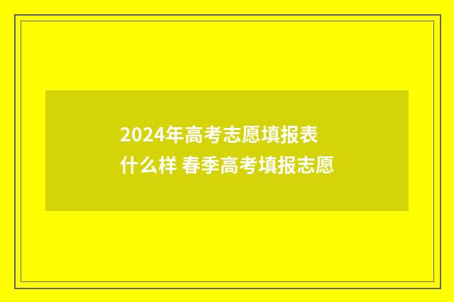 2024年高考志愿填报表什么样 春季高考填报志愿