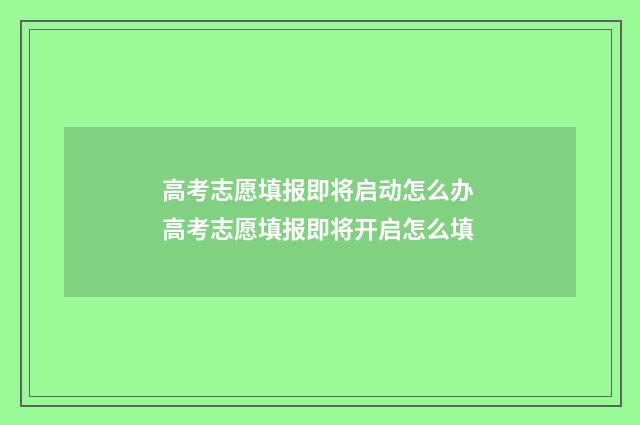 高考志愿填报即将启动怎么办 高考志愿填报即将开启怎么填