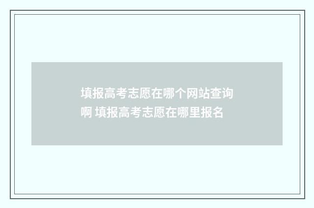 填报高考志愿在哪个网站查询啊 填报高考志愿在哪里报名