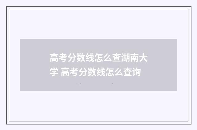 高考分数线怎么查湖南大学 高考分数线怎么查询