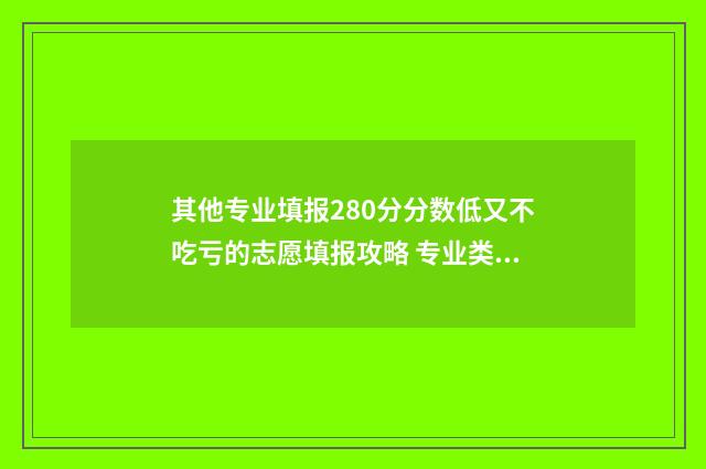 其他专业填报280分分数低又不吃亏的志愿填报攻略 专业类别填其他