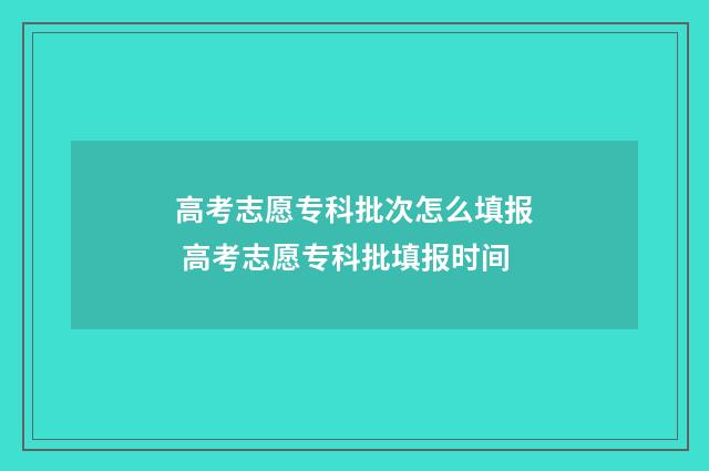 高考志愿专科批次怎么填报 高考志愿专科批填报时间