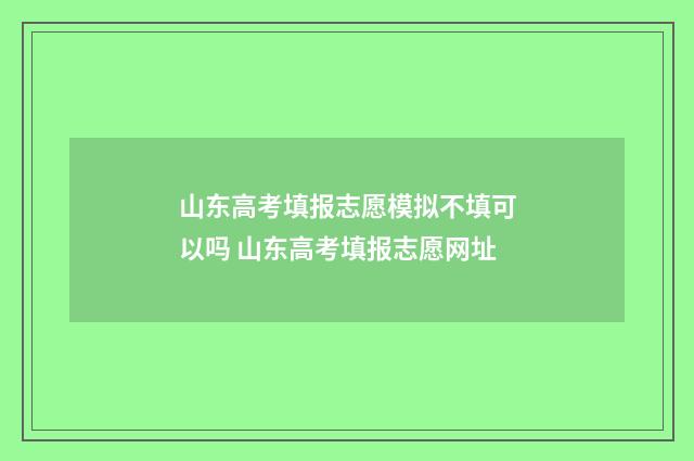山东高考填报志愿模拟不填可以吗 山东高考填报志愿网址