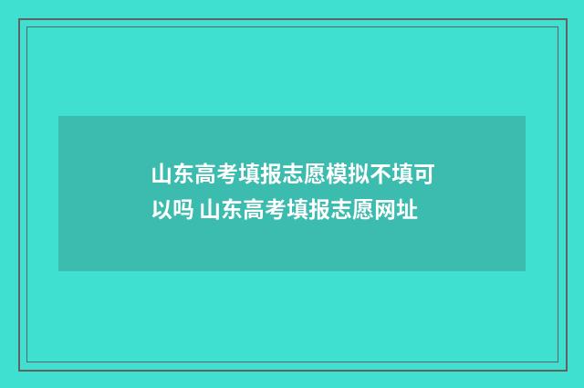山东高考填报志愿模拟不填可以吗 山东高考填报志愿网址