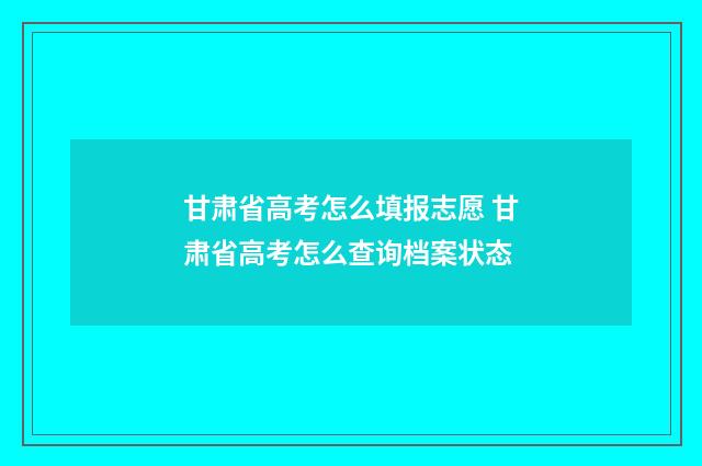 甘肃省高考怎么填报志愿 甘肃省高考怎么查询档案状态