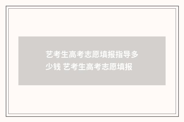艺考生高考志愿填报指导多少钱 艺考生高考志愿填报