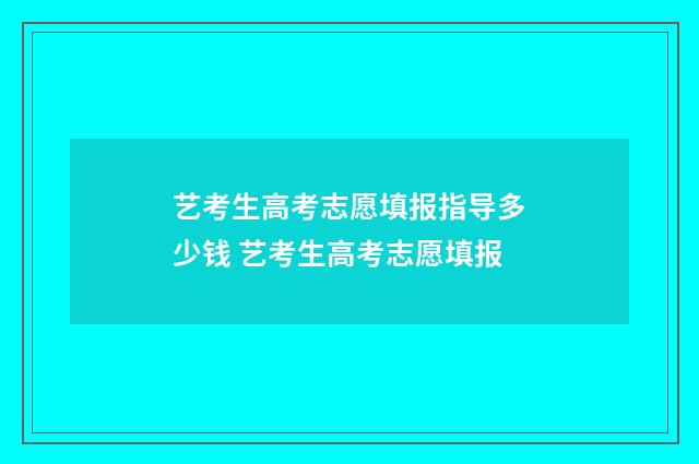艺考生高考志愿填报指导多少钱 艺考生高考志愿填报