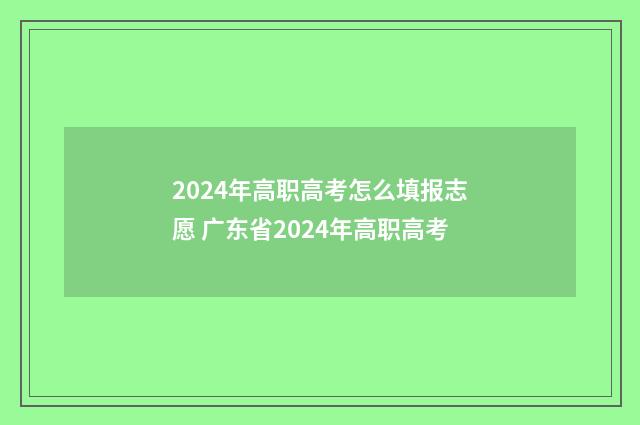 2024年高职高考怎么填报志愿 广东省2024年高职高考