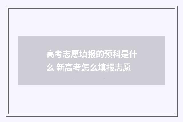 高考志愿填报的预科是什么 新高考怎么填报志愿