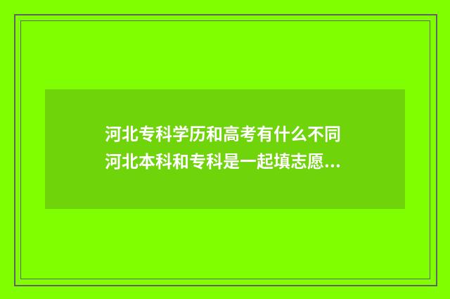 河北专科学历和高考有什么不同 河北本科和专科是一起填志愿吗