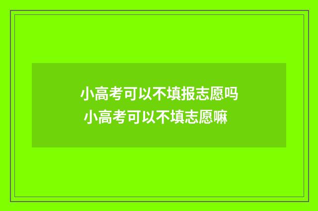 小高考可以不填报志愿吗 小高考可以不填志愿嘛