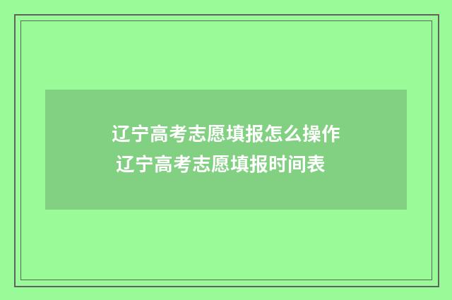 辽宁高考志愿填报怎么操作 辽宁高考志愿填报时间表