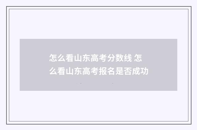 怎么看山东高考分数线 怎么看山东高考报名是否成功
