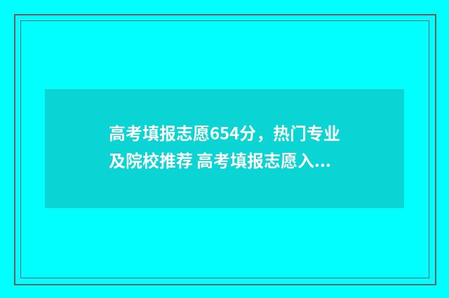 高考填报志愿654分，热门专业及院校推荐 高考填报志愿入口官网登录