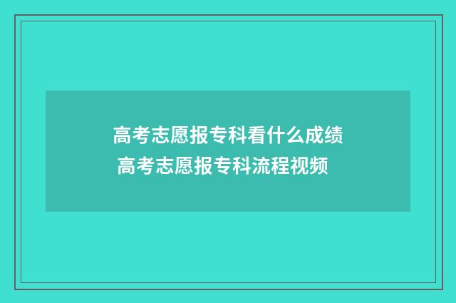 高考志愿报专科看什么成绩 高考志愿报专科流程视频