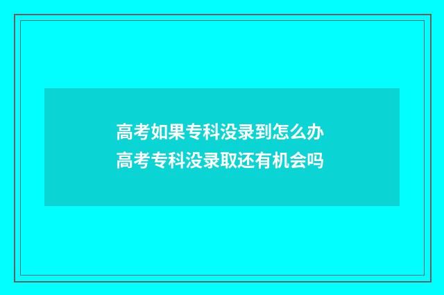 高考如果专科没录到怎么办 高考专科没录取还有机会吗