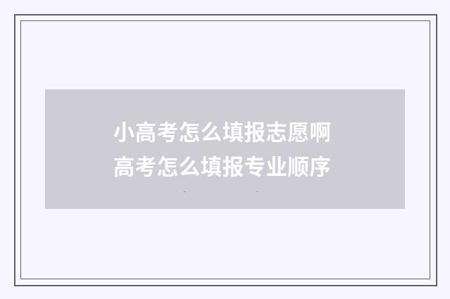 小高考怎么填报志愿啊 高考怎么填报专业顺序