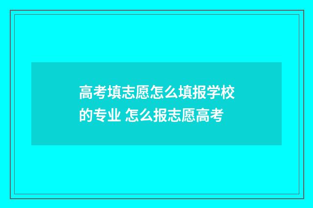 高考填志愿怎么填报学校的专业 怎么报志愿高考