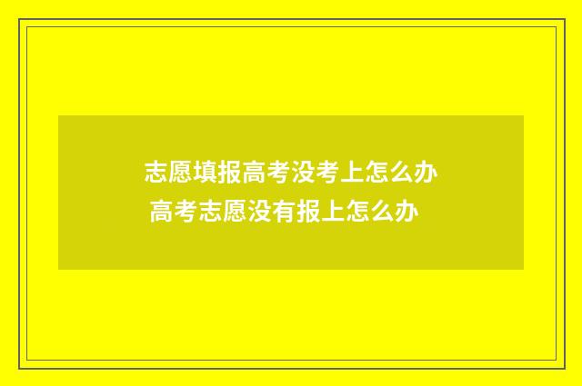 志愿填报高考没考上怎么办 高考志愿没有报上怎么办