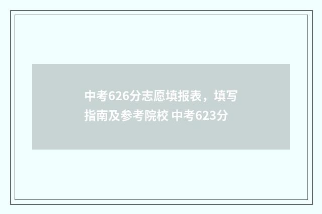 中考626分志愿填报表，填写指南及参考院校 中考623分