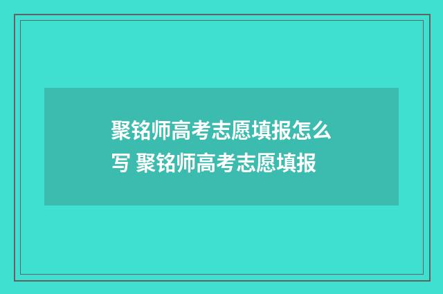 聚铭师高考志愿填报怎么写 聚铭师高考志愿填报