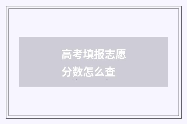 高考填报志愿分数怎么查