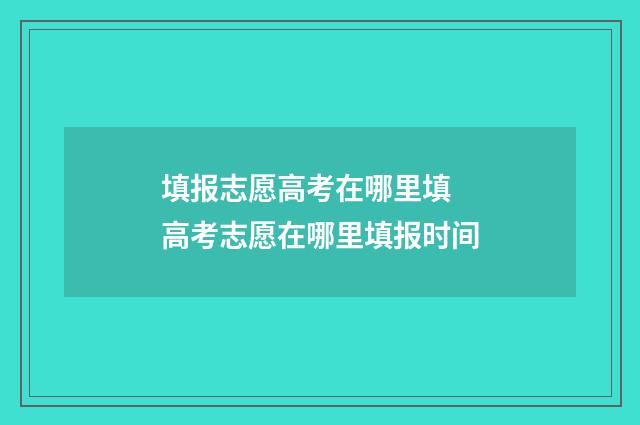 填报志愿高考在哪里填 高考志愿在哪里填报时间