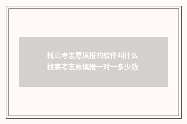 找高考志愿填报的软件叫什么 找高考志愿填报一对一多少钱